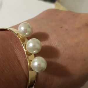 Three pearl cuff bracelet